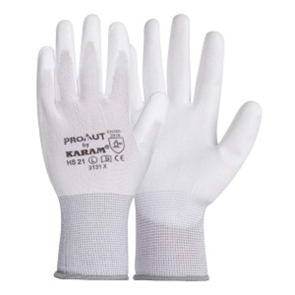 Karam HS21 Prokut White PU Coated Hand Gloves Pack of 5