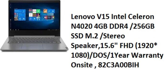 Lenovo V15 Intel Celeron N4020 4GB DDR4 /256GB SSD M.2 /Stereo Speaker