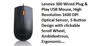 Lenovo 300 Wired Plug & Play USB Mouse,