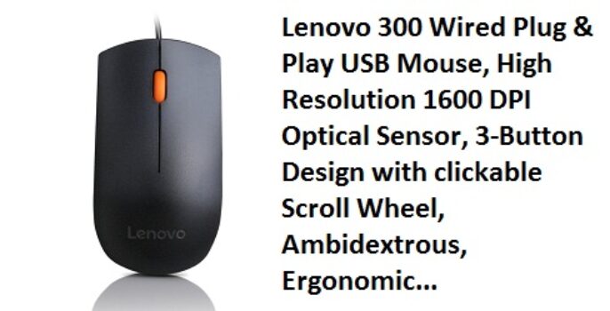 Lenovo 300 Wired Plug & Play USB Mouse,