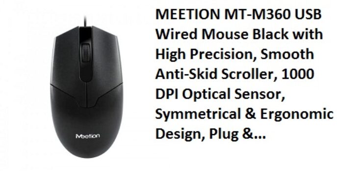 MEETION MT-M360 USB Wired Mouse Black with High Precision