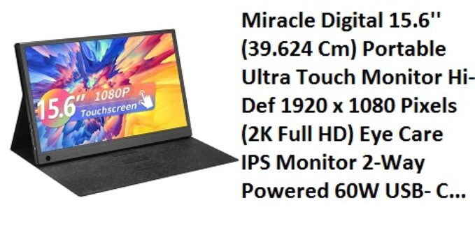 Miracle Digital 15.6'' (39.624 Cm) Portable Ultra Touch Monitor Hi-Def 1920 x 1080 Pixels