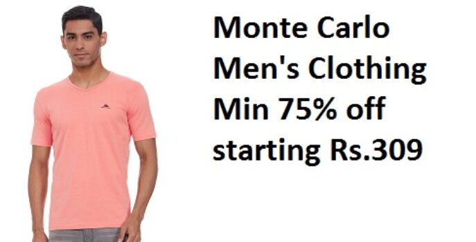 Monte Carlo Men's Clothing Min 75% off starting Rs.309