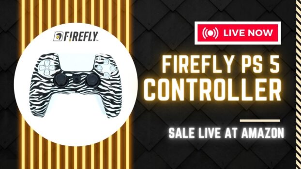 Firefly PS5 Controller Silicon Skin Cover Black Waves Printed