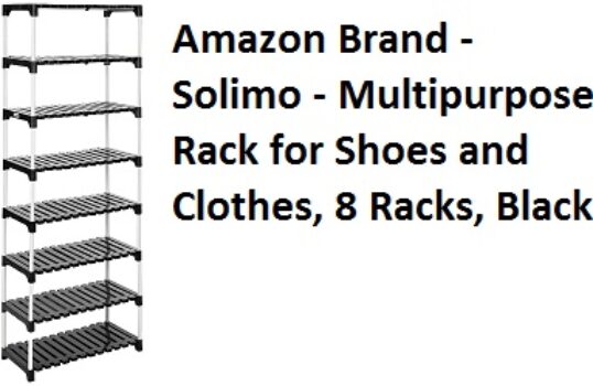 Amazon Brand - Solimo - Multipurpose Rack for Shoes and Clothes, 8 Racks, Black