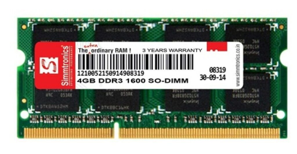 Simmtronics 4GB DDR3 Laptop RAM 1600 MHz (PC 12800) with 3 Year Warranty