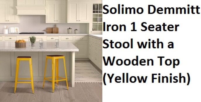 Amazon Brand - Solimo Demmitt Iron 1 Seater Stool with a Wooden Top