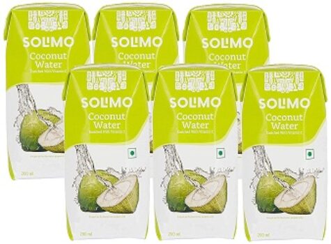 Amazon Brand – Solimo Coconut Water Enriched with Vitamin C, 200ml (Pack of 6)