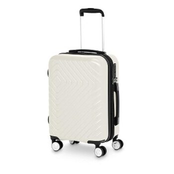 AmazonBasics 2 Piece Geometric Hard Shell Expandable Luggage Spinner Suitcase Set - Cream