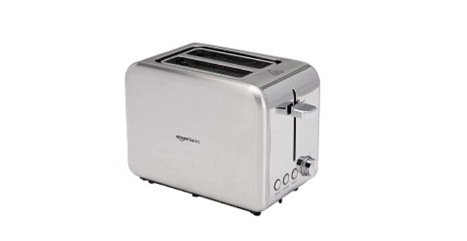 Amazon Basics 2 slice Toaster with Stainless Steel Case & Removable Crumb Tray