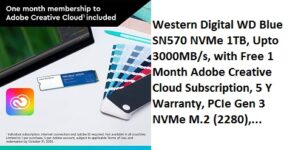 Western Digital WD Blue SN570 NVMe 1TB, Upto 3000MB/s, with Free 1 Month Adobe Creative Cloud Subscription