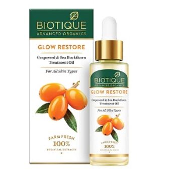 Biotique Advanced Organics Glow Restore Grapeseed & Sea Buckthorn Treatment Oil, 30ml