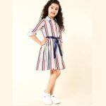 A.T.U.N. Girl's Cotton Shirt Knee-Length Casual Dress