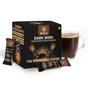 Bevzilla Dark Wish Dark Roast Strong Coffee Powder - 48 Sachets Box