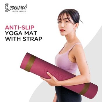 Cockatoo YM100 Yoga Mat For Women & Men, Anti Slip, EVA Material, (4mm-6mm) Exercise Mat For Home Gym |Yoga Mat For Gym Workout and Yoga Exercise (4MM, Pink)