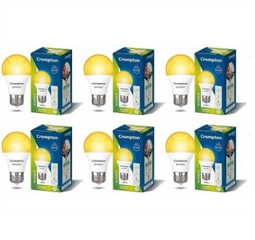 Crompton Dyna Ray 7W Round E27 LED Warm White Pack of 6