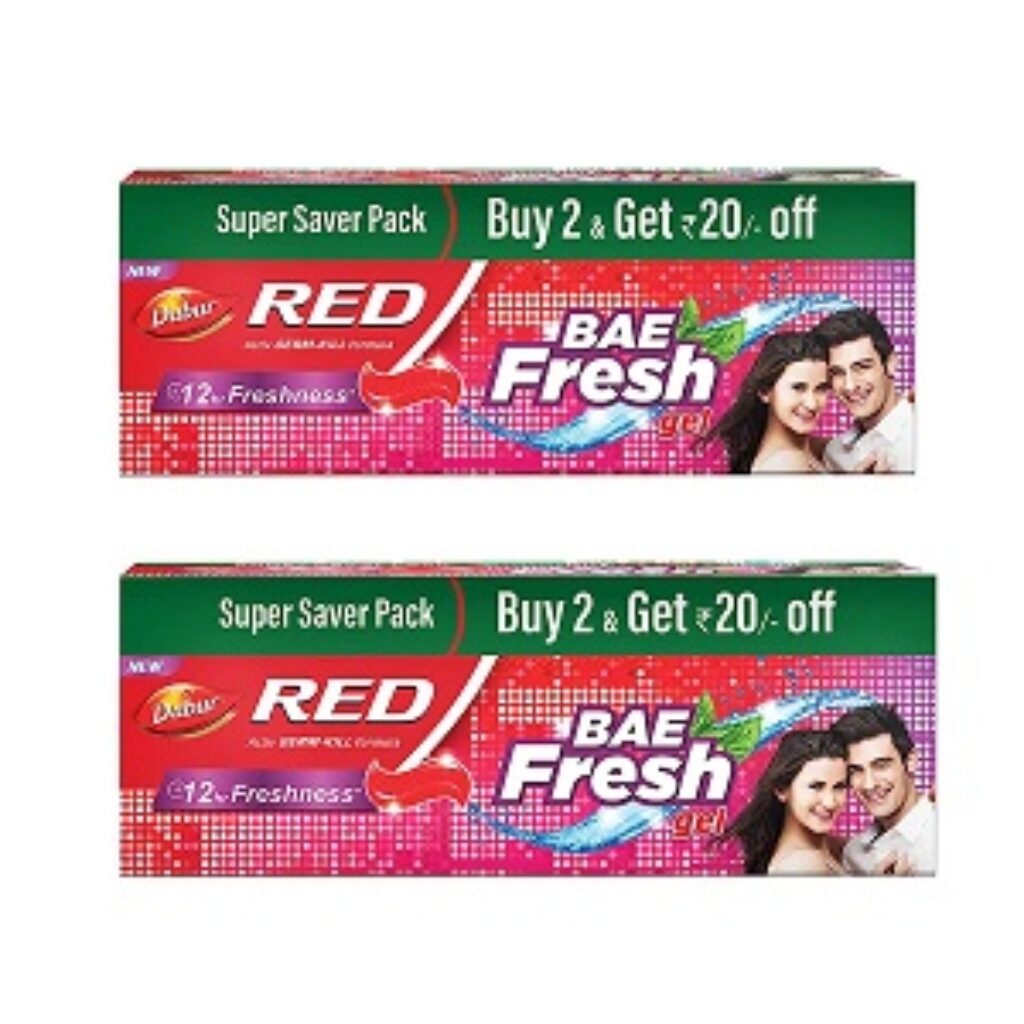 Dabur Red Bae Fresh Gel - 600gm (300gm*2) | Fights Bad Breath, Cavity Germs and Plaque | 12hr Freshness | Activ Germ-Kill formula