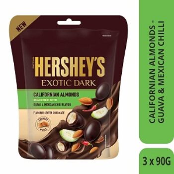 Hershey's Exotic Dark Chocolate- Californian Almond Seasoned with Guava-Mexican Chili Flavor 90g ( Pack of 3)