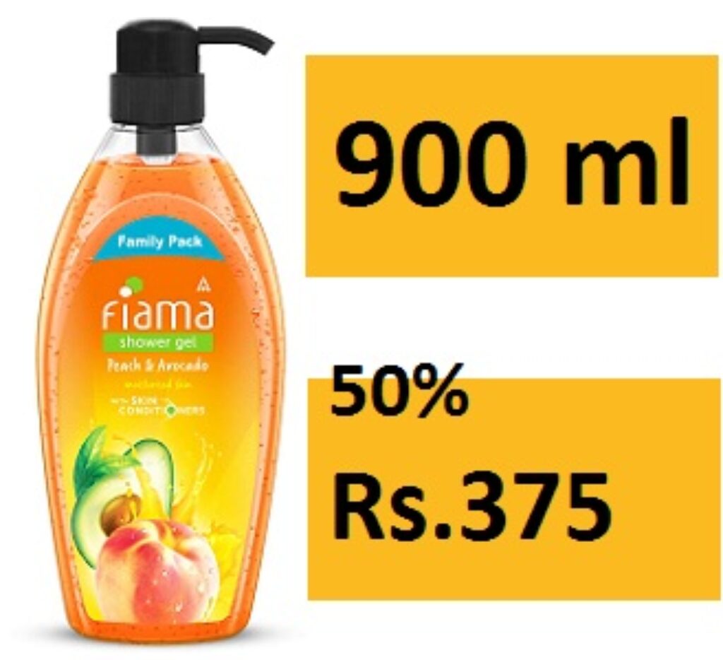 Fiama Shower Gel Peach & Avocado Body Wash with Skin Conditioners for Moisturised Skin, 900 ml bottle, Family pack