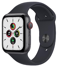 Apple Watch SE (GPS + Cellular, 44mm) - Space Grey Aluminium Case with Midnight Sport Band - Regular
