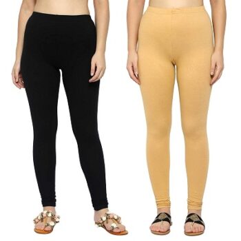 MYO Ultra Soft Cotton Churidar Solid Regular Leggings for Womens and Girls- Sizes M Black::Fawn
