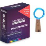 MANSAA® 2m 20 LED's Coin Cell Operated String Lights with Wine Bottle Cork (Pack of 1, Blue)