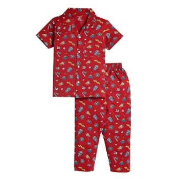 Smarty Boys Cotton Night Suit Pajama Set, Lounge wear, English Style, Half Sleeves Shirt and Pyjama Summer Sleepwear, Sleep Suit, AC Room All Day Clothes