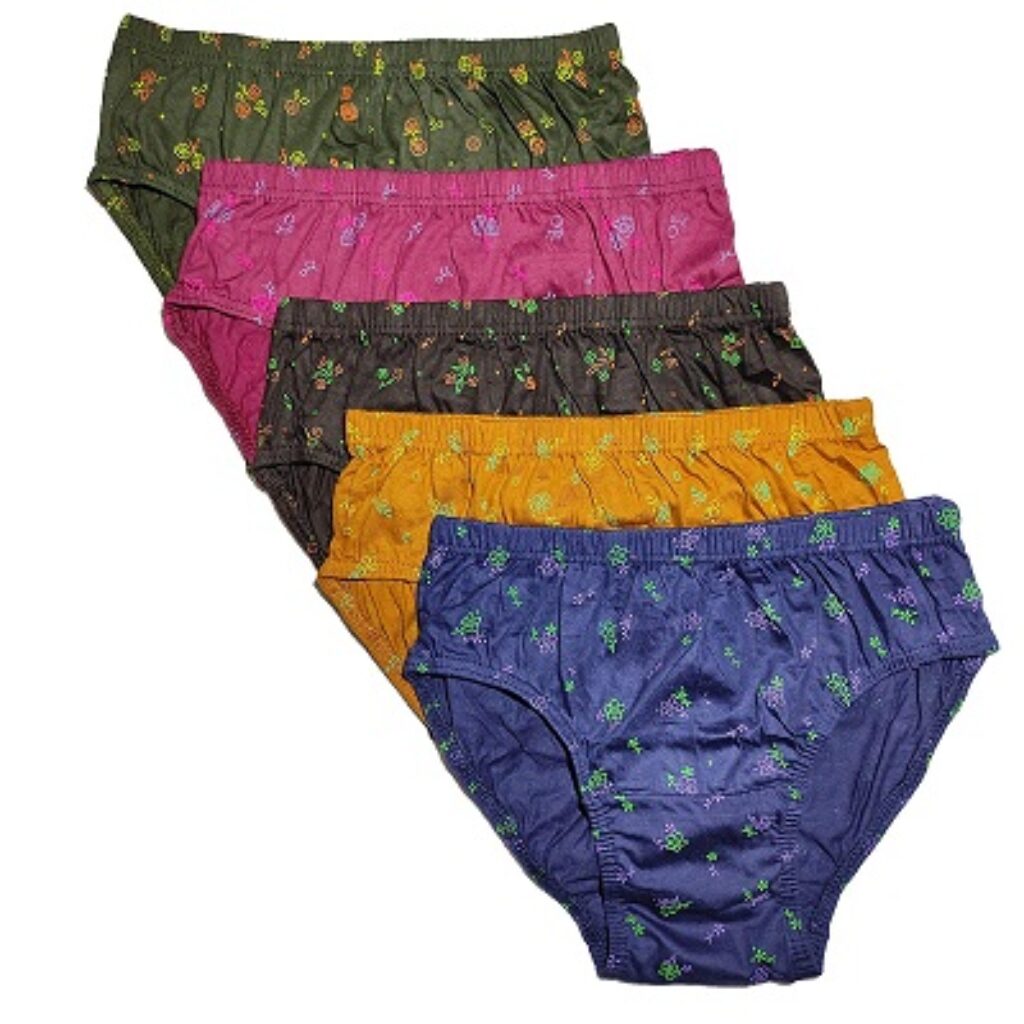 Seyyaal Woman's Printed Cotton Briefs Panties Innerwear Underwear Multicolor - (Pack of 5)