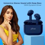 pTron Bassbuds Duo in Ear Earbuds with 32Hrs Total Playtime, Bluetooth 5.1 Wireless, Stereo Audio, Touch Control TWS, with Mic, Type-C Fast Charging, IPX4 & Voice Assistance