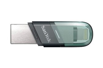 SanDisk iXpand USB 3.0 Flash Drive Flip 128GB for iOS and Windows, Metalic