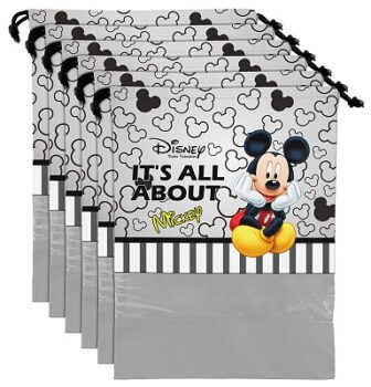 Kuber Industries Disney Mickey Print 6 Piece Non Woven Travel Shoe Cover
