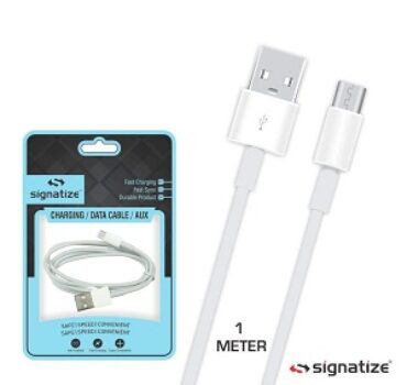 Signatize Fast Charging USB Data Cable White - 1 Meter