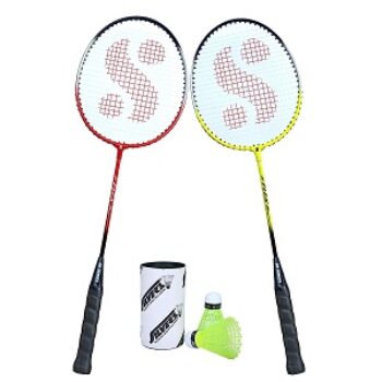 Silver's FLEX COMBO-5 ( 2 Badminton RACKETS + 2 Pcs Plastic SHUTTLE ) Multicolor