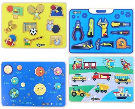 Toyshine 4 in 1 Wooden Toddler Puzzles Bundle Kids