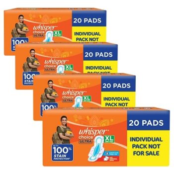 Whisper Choice Ultra XL Sanitary Pads|Pack of 80 thin Pads