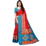 Women's Jute Printed Saree With Blouse Piece