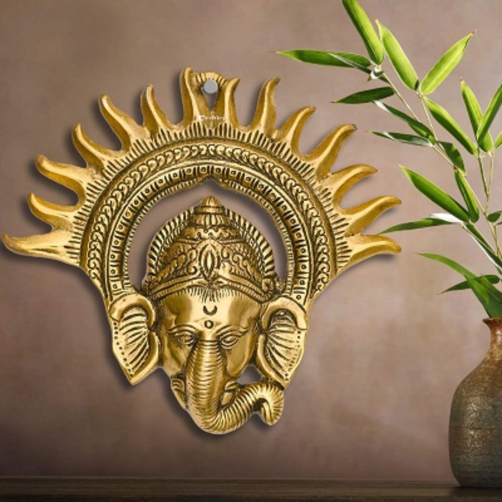 archies Metal Ganesh Ganpati Wall Hanging (Gold)