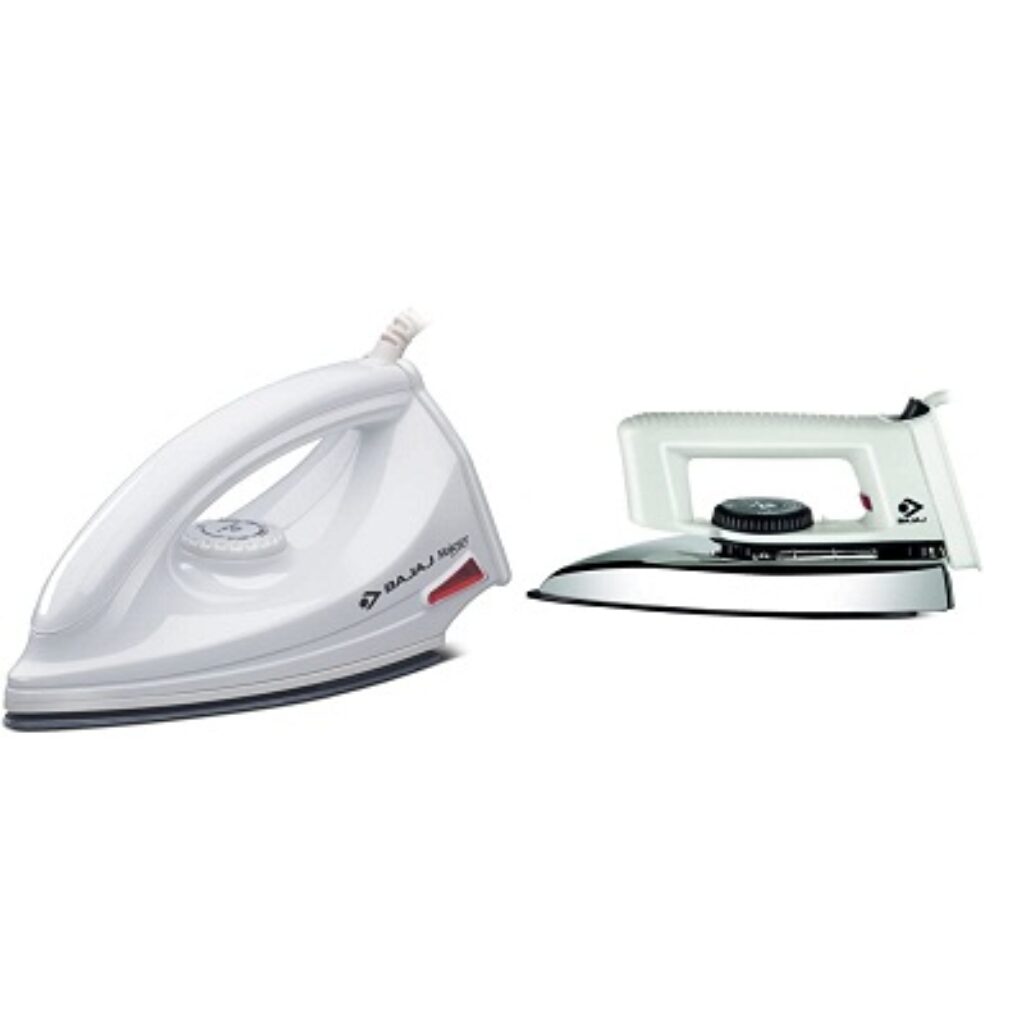 Bajaj Majesty DX 6 1000-Watt Dry Iron (White) & Popular 1000-Watt Light Weight Dry Iron (White) Combo