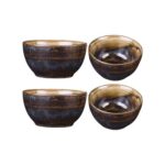 Caffeine Ceramic Handmade Wooden Metallic katori Bowl (Set of 4)