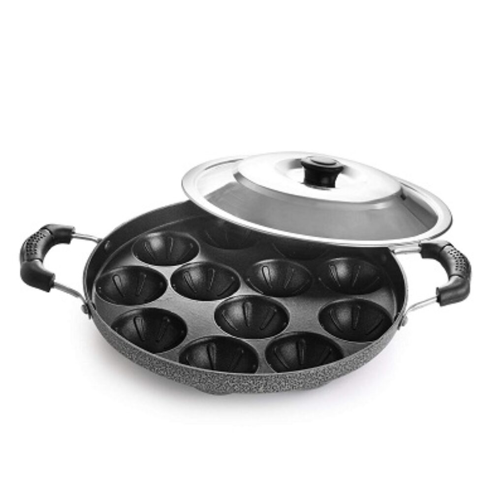 Cello Non-Stick 12 Cavity Grill Appam Patra 2 Side Handle