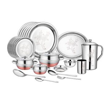 CROCKERY WALA AND COMPANY Stainless Steel Dinner Set - 63 Pieces