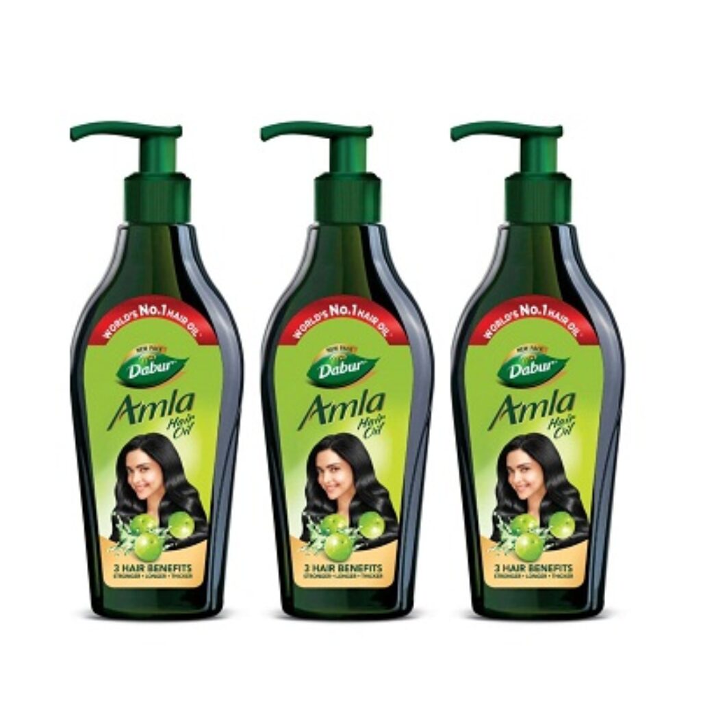 Dabur Amla Hair Oil, 550 ml (Pack of 3) | Stronger, Longer and Thicker Hair