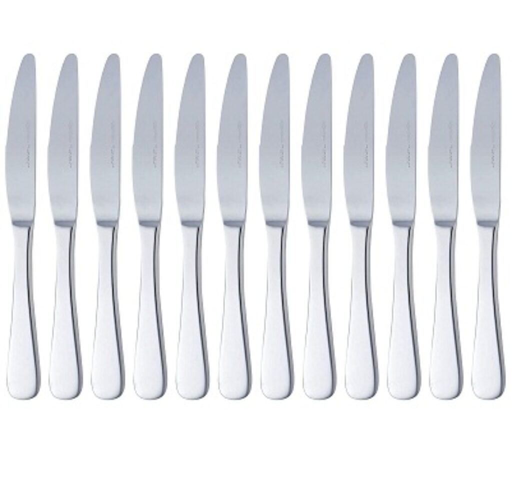 AmazonBasics Cutlery Stainless Steel Dinner Knives with Round Edge, Pack of 12