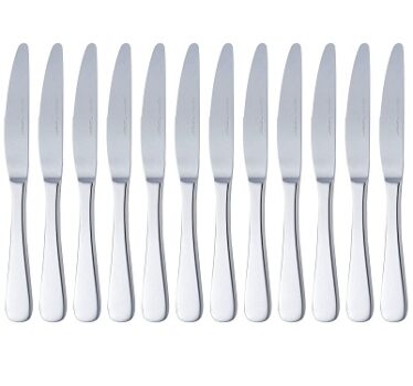 AmazonBasics Cutlery Stainless Steel Dinner Knives with Round Edge, Pack of 12