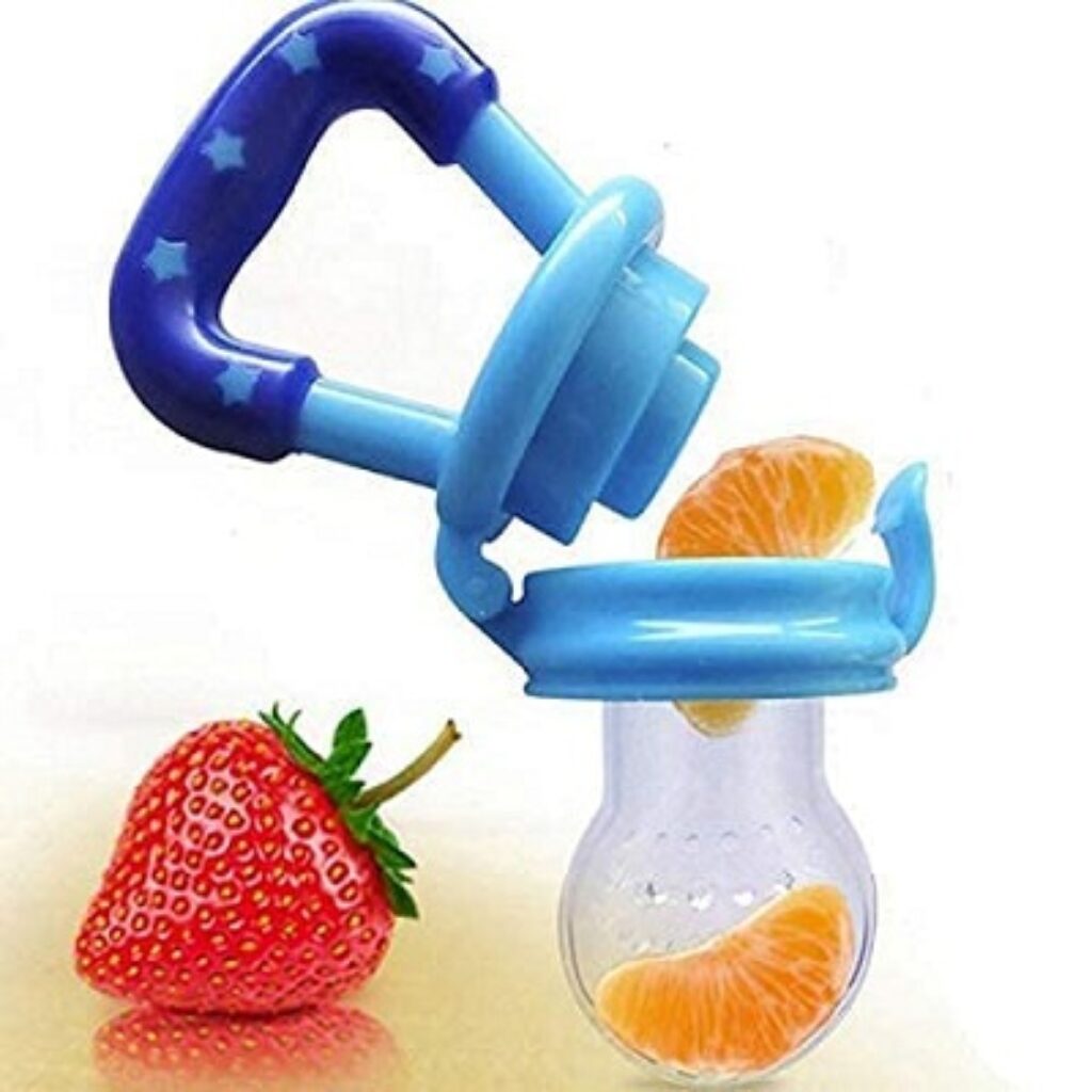 Collapsible Silicone Baby Food and Fruit Feeder Cum Nibbler with Ergonomic Handle,