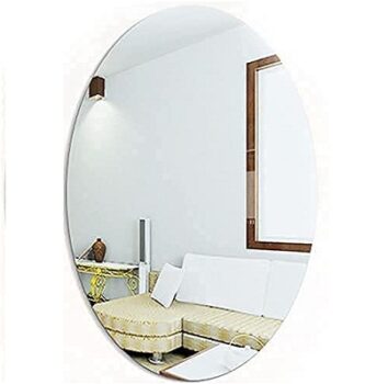IGNITO oval shape adhesive mirror sticker for wall on tiles bathroom