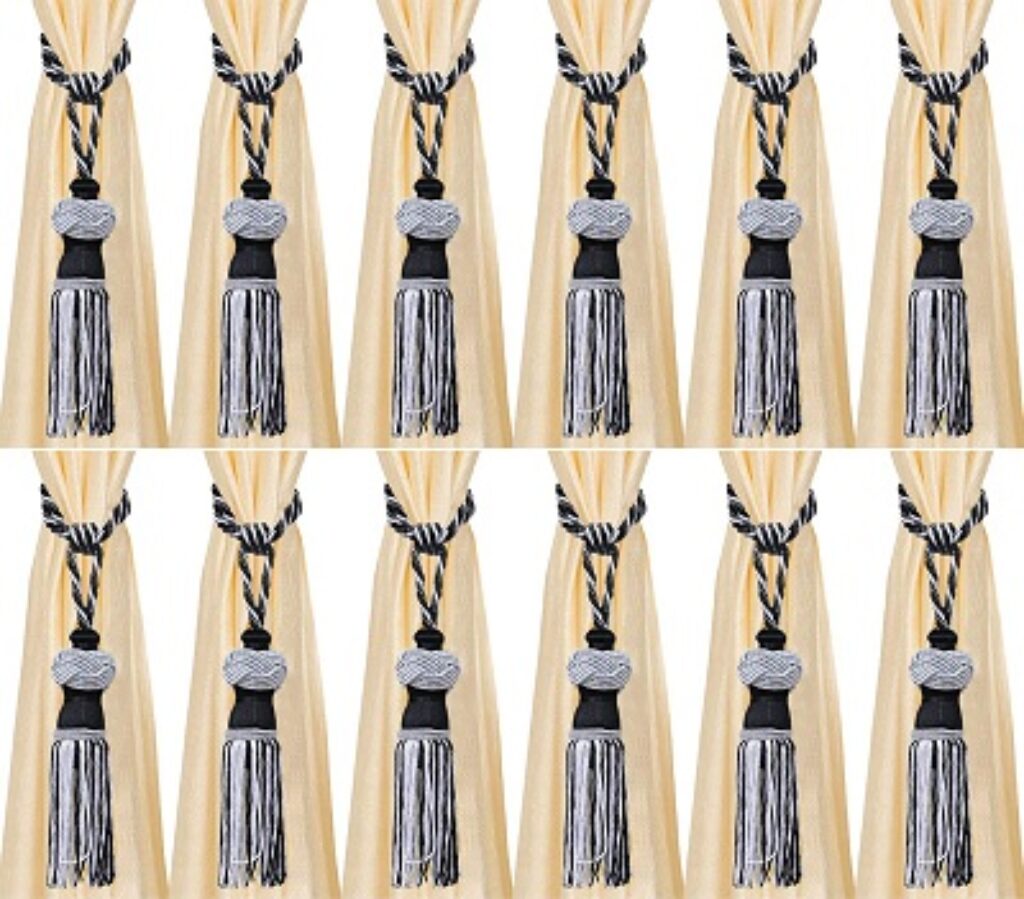 Kuber Industries Polyester 12 Pieces Curtain Tie Back Tassel Set