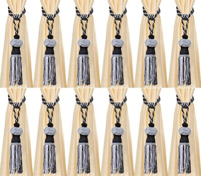 Kuber Industries Polyester 12 Pieces Curtain Tie Back Tassel Set