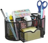 Amazon Brand - Solimo Metal Mesh Desk Organiser, Black