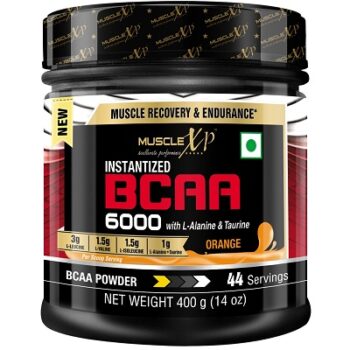 MuscleXP Instantized BCAA 6000 with L-Alanine & Taurine - 400g (14 Oz) Orange - 44 Servings